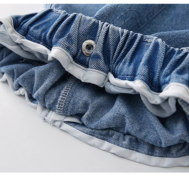 3-12 Years Girls Denim Pants Teenager Wide Leg Pants Children Trousers Spring Autumn Star Pattern Girls Jeans New Kids Clothes
