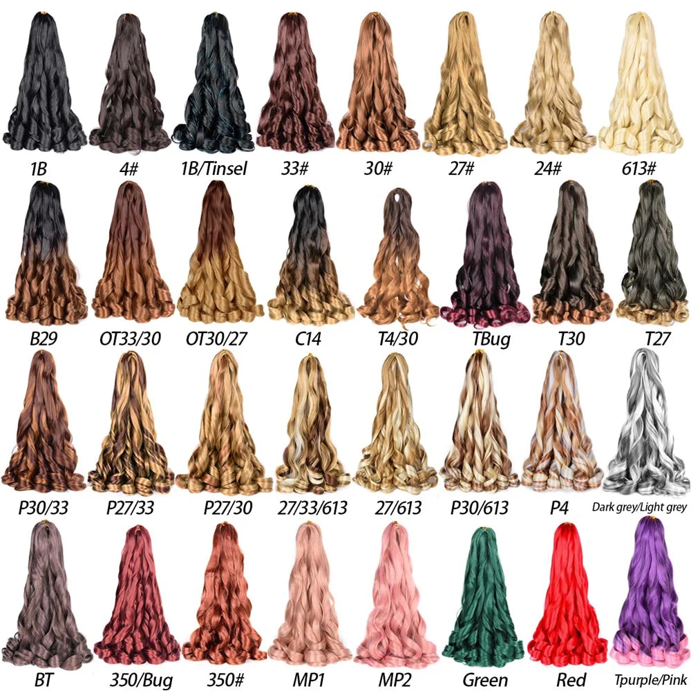French Curl Braids Hair 22“Loose Wave Bouncy Synthetic Spiral Curls Braiding Hair Extensions Ombre Pre Stretched Hair For Women
