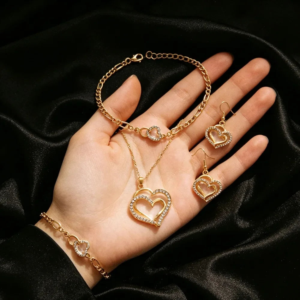 Women Love Wrapped Jewelry Set Necklace Earrings Bracelet, Fashion Accessory for Wedding Party Festival Casual Daily Outfit