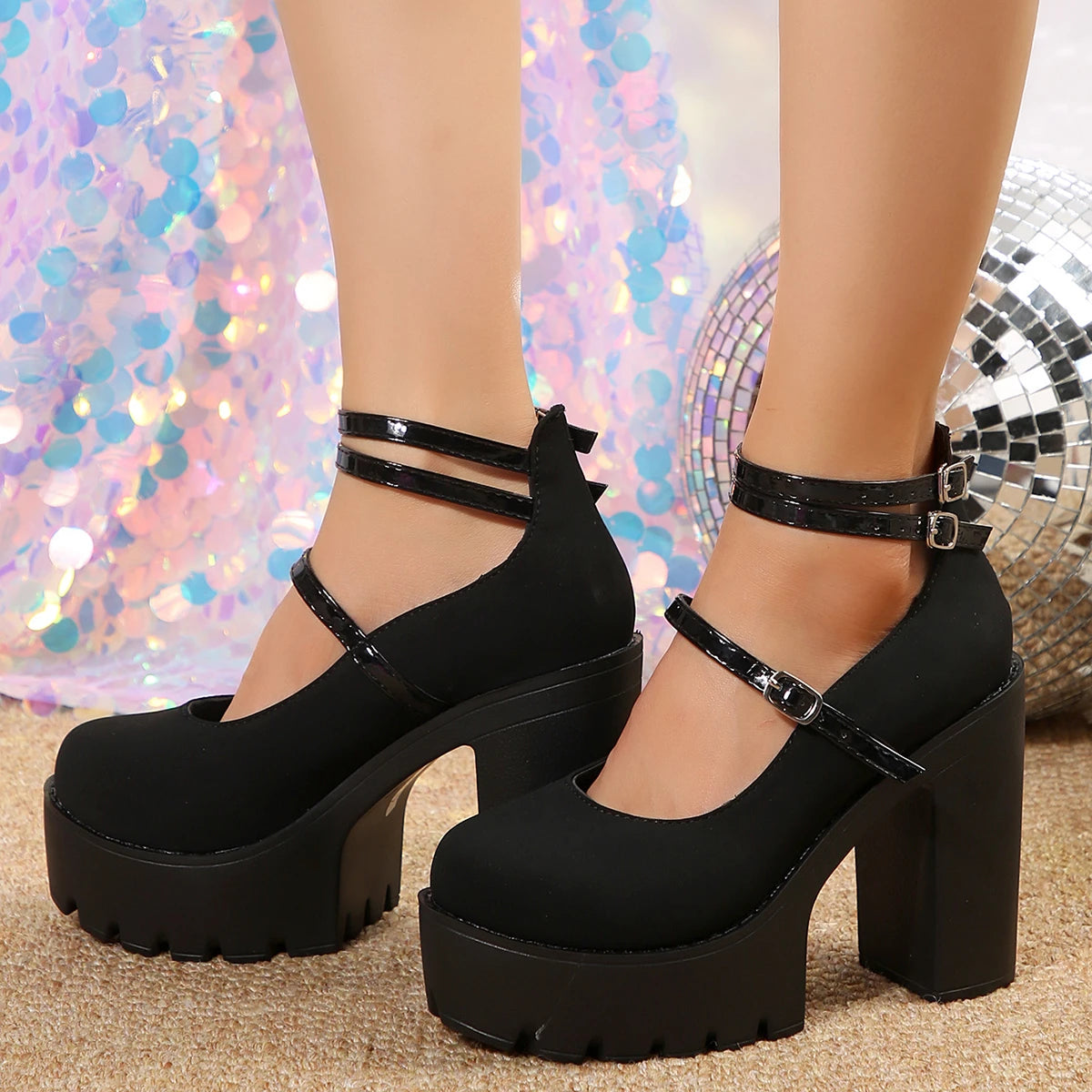 High Heels Women Mary Janes Shoes Woman Platform Fashion Sandals Women Summer New Dress Lolita Shoes Chunky Pumps Zapatos Mujer