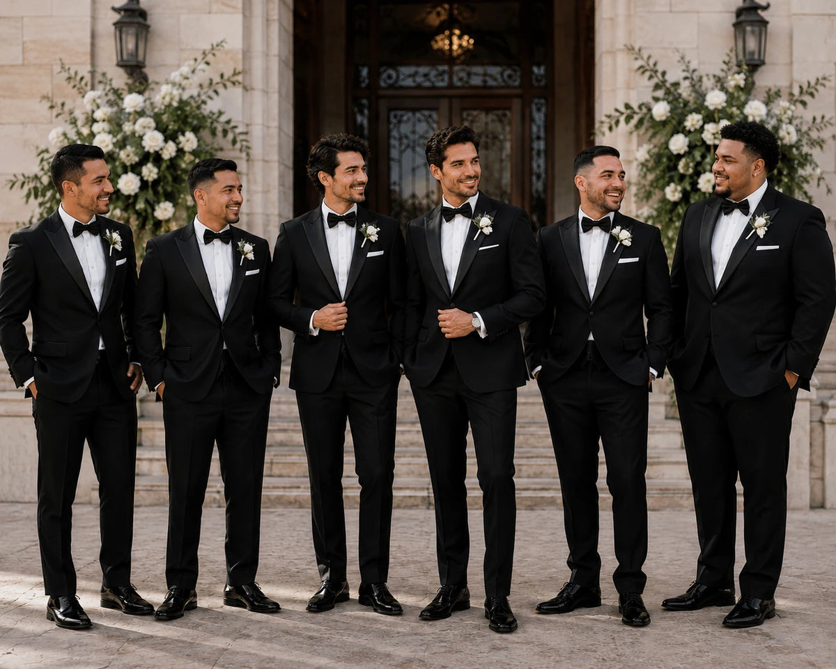 Men's Suit 2-Piece Black Slim Fit Business Casual Suit Set Wedding Groom Suit Banquet Formal Dress Office Black Party Tuxedo