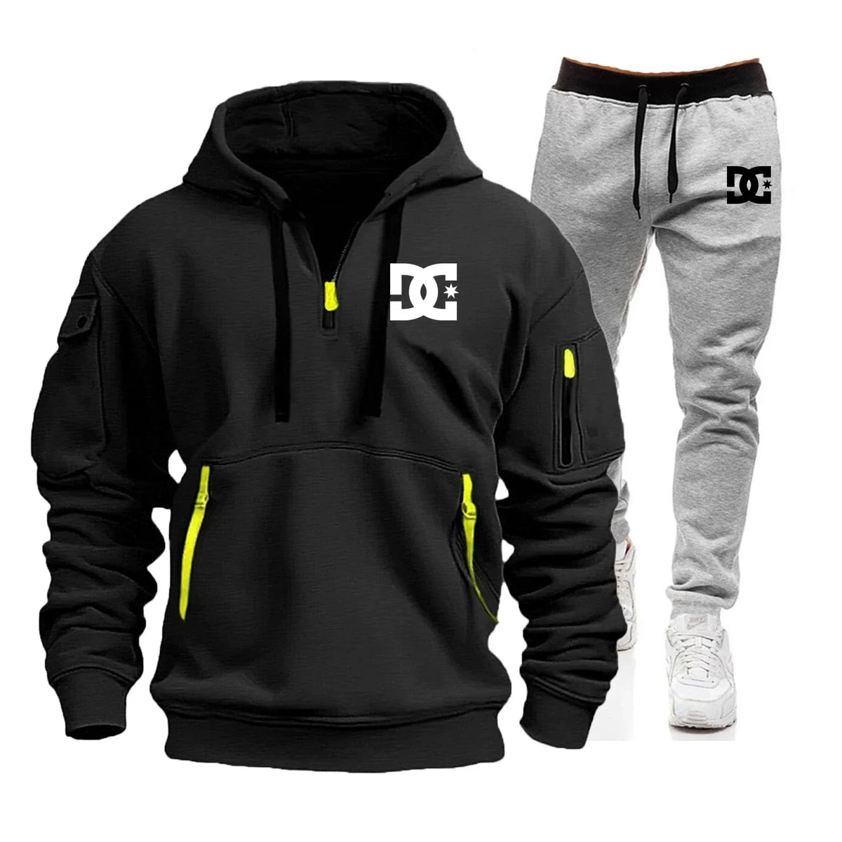 2026 New Winter Season Men's Fashion Casual Sports Set - Outdoor Loose Hooded Sweatshirt Pullover + Jogging Pants 2-Piece Set