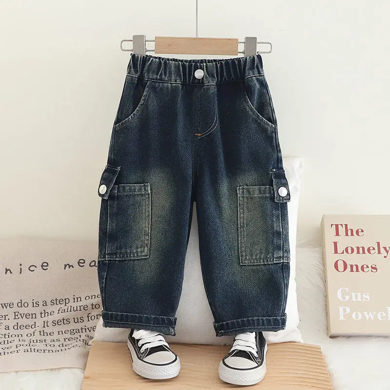 Fashion New Spring Kids Jeans Boys Girls Black Jeans Children Boys Casual Denim Pants Toddler High Quality 1 2 3 4 5 Years