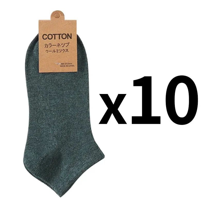 10 Pairs/Lot Men's Breathable Cotton Socks Hot Selling Low Tube Solid Color Comfortable Simple Fashion Gifts Male Ankle Sock