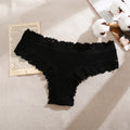 Women Cotton Panties Sexy Floral Lace Breathable Underwear Girls Ribbed Low-Waist Briefs Comfortable Bikini Solid Color Lingerie