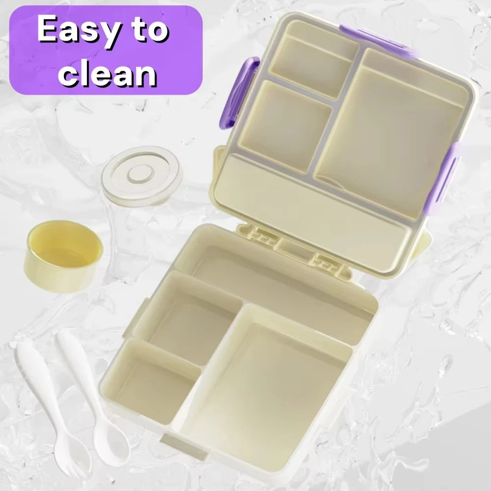 Bento Box for Kids - Insulated Bento Lunch Box with Leak Proof Vacuum Insulated Food Jar - 4 Compartments Outdoor Tableware