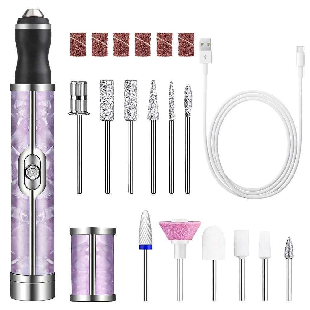 Professional Manicure Pedicure Kit, Cordless Rechargeable Nail Set for Manicure Polishing, Shaping and Gel Removal at Home Salon