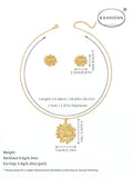 Fashion Stainless Steel Jewelry Set for Women 3D Chunky Flower Pendant Necklace Smooth Floral Stud Earrings Bijoux