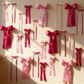 24-Piece Set of Pink Bow Wall Decorations DIY Bow Garland Suitable for Photo Backgrounds, Birthday Decorations, Room and Bedroom Arrangements, Weddings, Baby Showers, Bachelor Parties, Etc. (Pink and Rose Red)