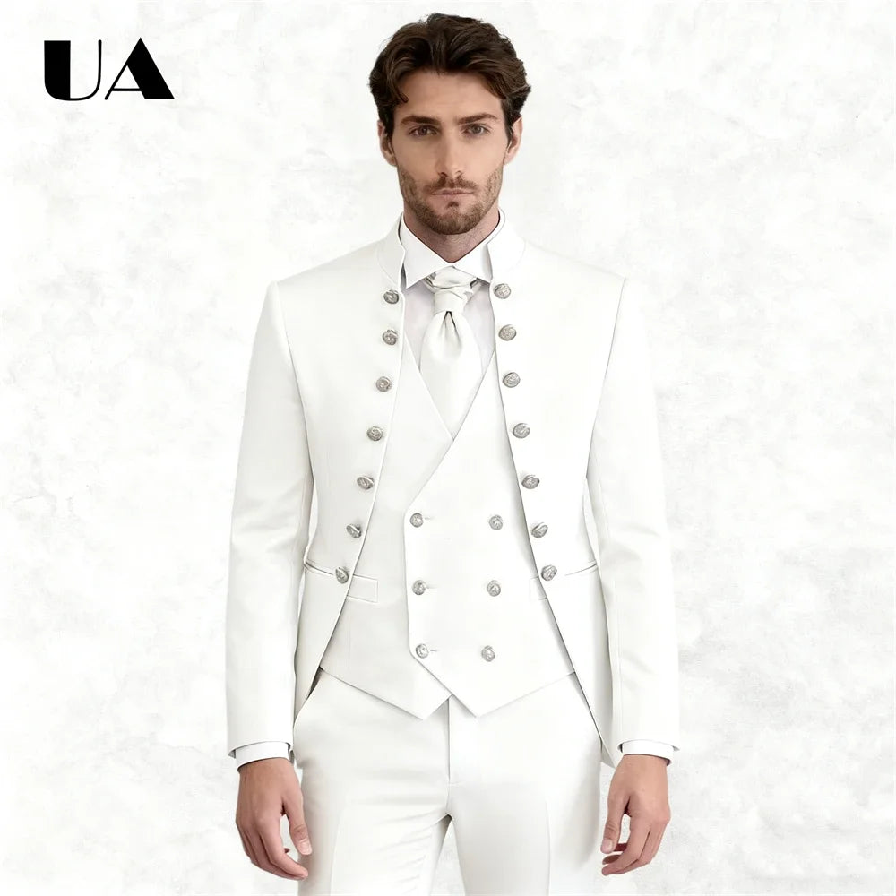 Wedding Groom Suit for Men, Africa Style 3-Piece Suit, Tailored Sizing Tuxedo, Jacket Vest Pants Plus Big Man Suit Attire