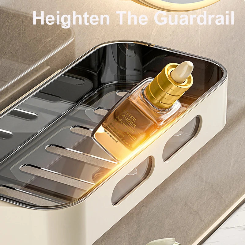 Rotating Bathroom Shelf Organizer 360° Adjustable Wall Mounted Storage Rack Thickened ABS No Drilling Required for Toiletries
