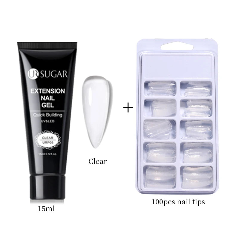 UR SUGAR 15ml Nail Extension Gel Set Acrylic Quick Building Hard Gel For Finger Prolong Form Tips Manicure Extension Tool Kits