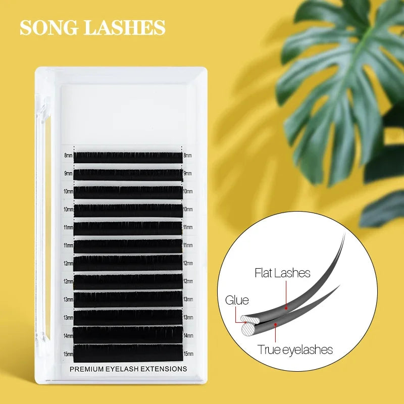 SONG LASHES  Flat Ellipse Eyelash Extensions Maquiagem Split Tips Ellipse Shaped Natural Light Magnetic Ellipse Lashes