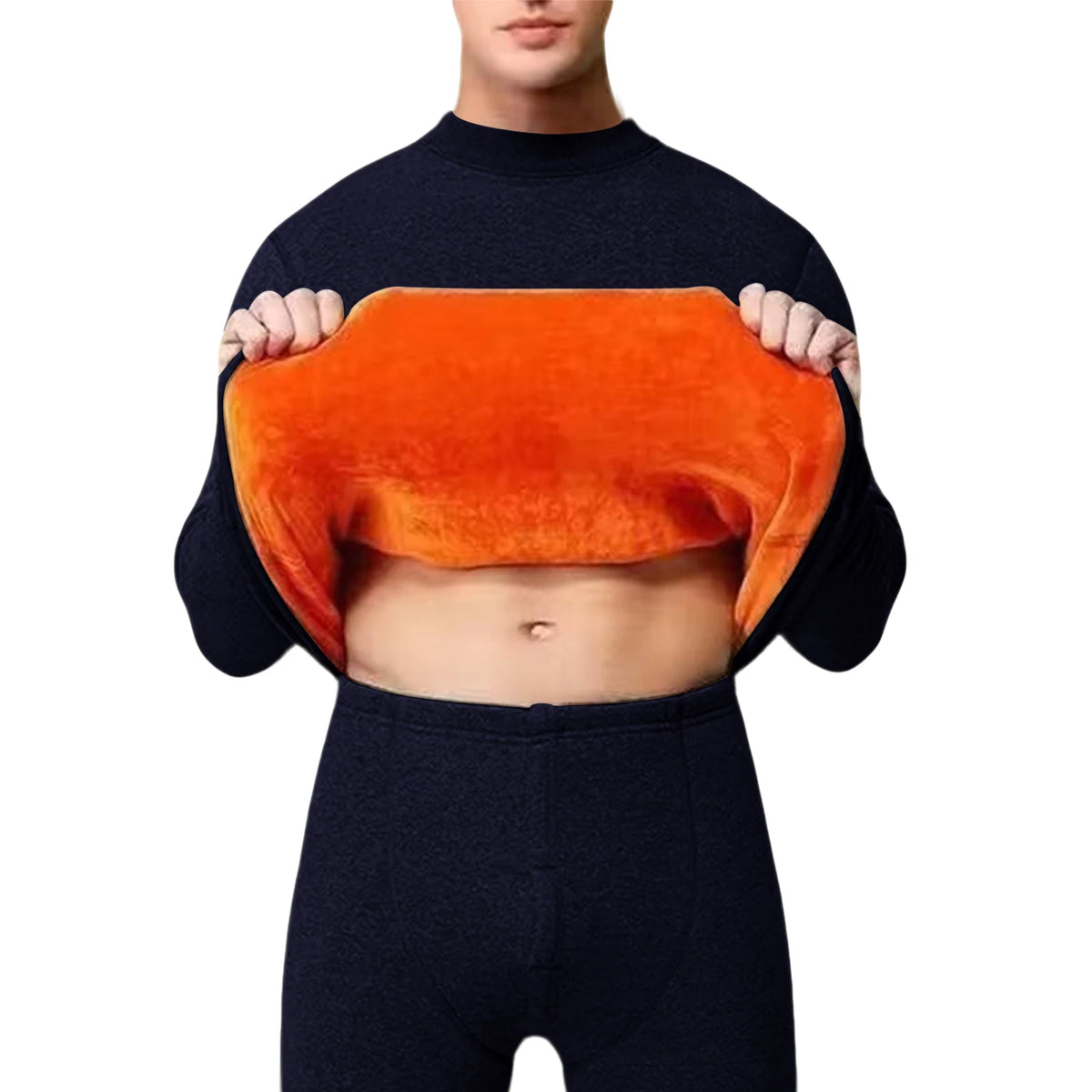 Men's Winter Thermal Underwear Set Thickened Fleece Warm Cozy Long Sleeve Tops and Pants Outdoor Travel Ski Warm Clothing Set