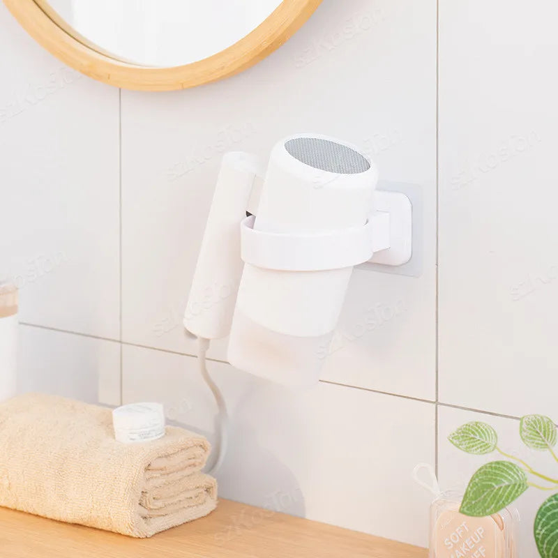 Bathroom Shelf Storage Wall-mounted Hair Dryer Holder Rack Organizer Hairdryer Bathroom Accessories Organization Punch-free