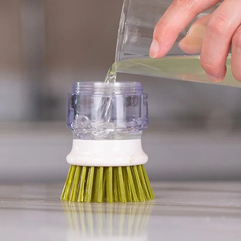Ergonomische Palm-Geschirrbürste mit integriertem Seifenspender