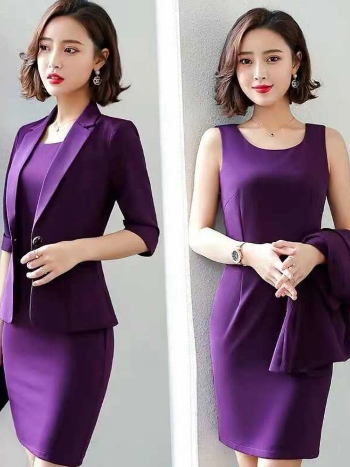 plus Size Women's Professional Suit Spring Autumn Two-Piece Set Slim Fit Fashionable Workwear Dress High Waist Pant Suit