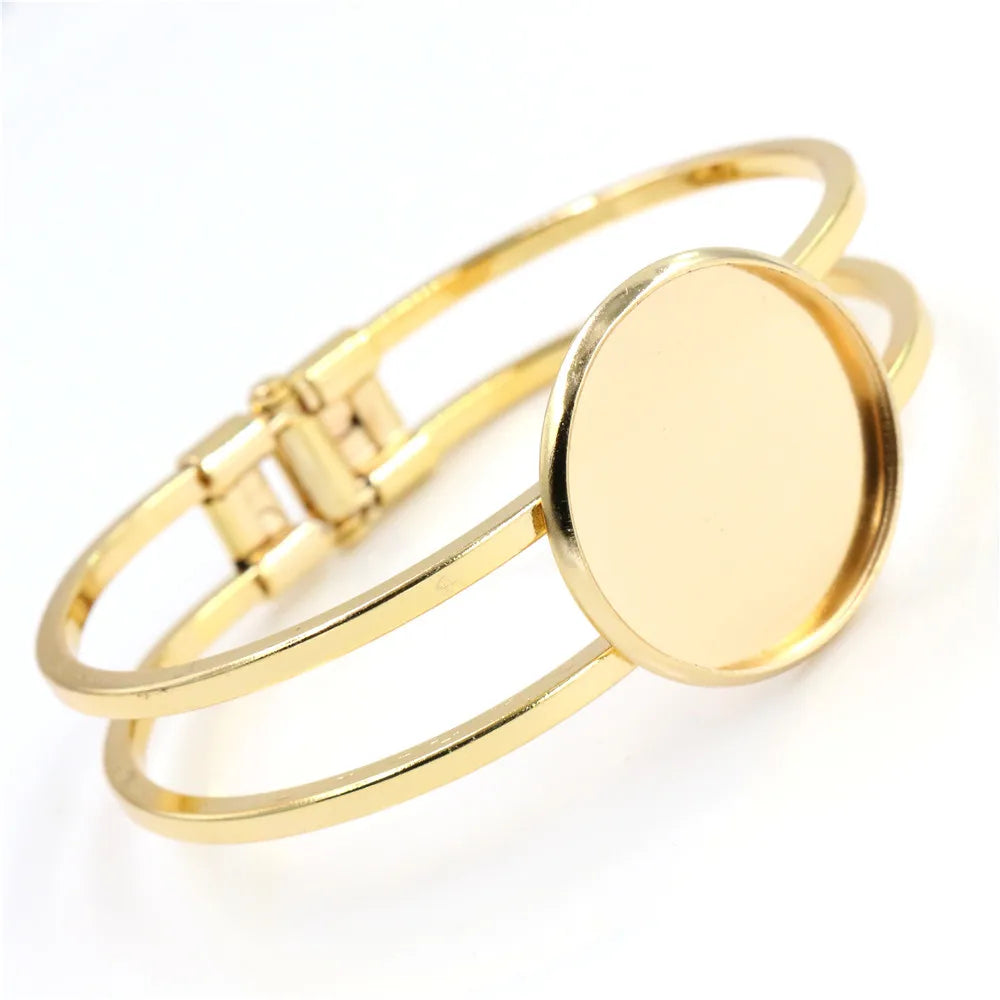 High Quality  20mm 6 Colors Plated Bangle Base Bracelet Blank Findings Tray Bezel Setting Cabochon Cameo