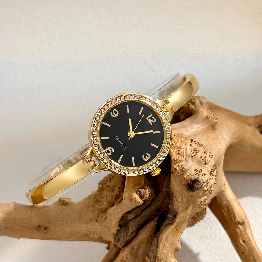 Minimalist Watch for Women: Round Dial Curved Thin Strap Design Wrist Watch