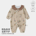 Baby Romper 100% Cotton Seamless Long Sleeve Front Button Newborn Jumpsuit All Seasons Soft Breathable Outfits for 0-24M