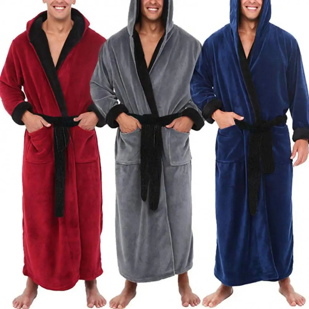 Men Bathrobe Sleepwear Coral Fleece Autumn Adult Bathrobe V-Neck Robe Pajamas Men And Women Long Sleeve Nightgown Male Bath Robe