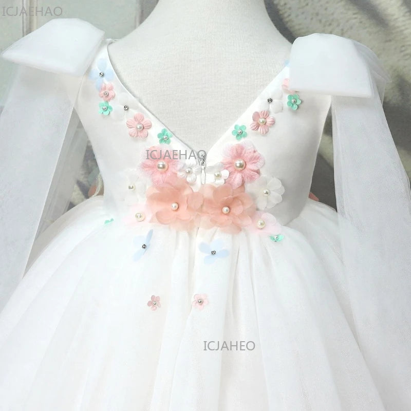 2026 Elegant Princess Dress for Girls Host Gown Children Wedding Flower Girl KidsBirthday Pageant Party Formal Dresses Costume