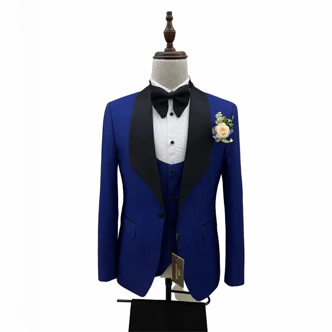 Men's 3 Piece Slim Fit Suit Set 2026 New Business Formal Wedding Groom Party Suit for Office Banquet and Four Seasons Wear