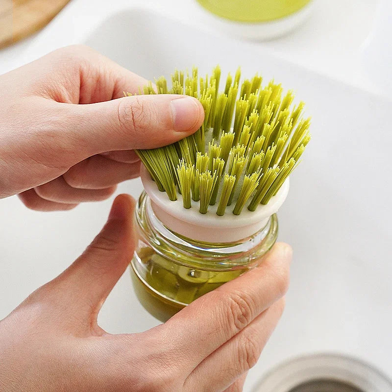 Ergonomische Palm-Geschirrbürste mit integriertem Seifenspender