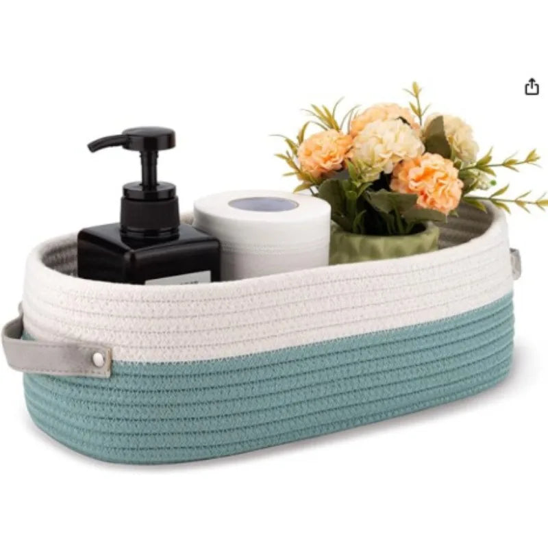 Bathroom Storage Basket, Oval Woven Multifunctional Desktop Organizer, Toilet Paper Holder, Toy Storage Basket