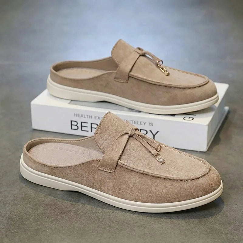 Men's fashion slippers, retro lazy style, thick-soled flat comfortable single shoes, suitable for both indoor and outdoor wear