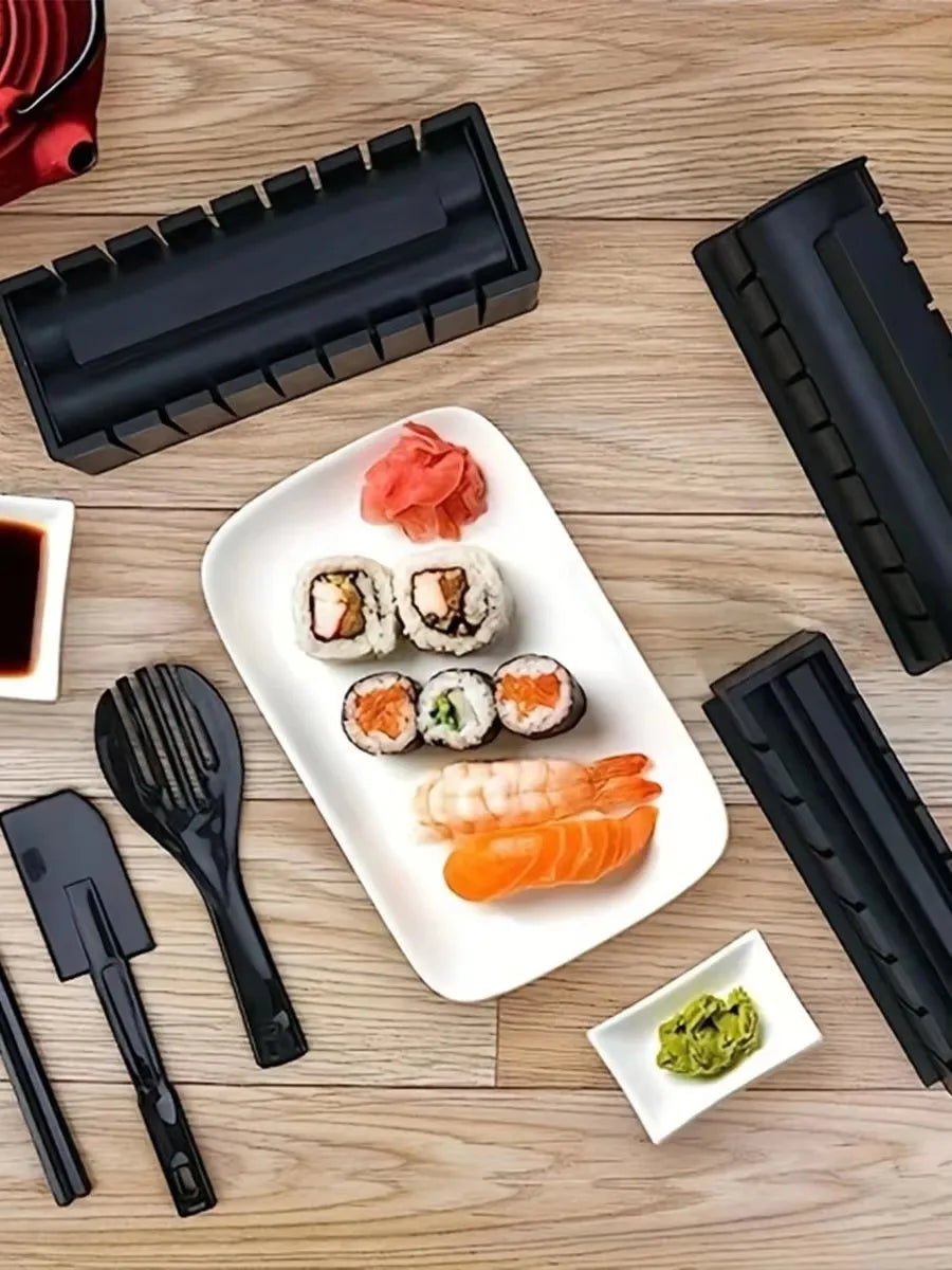 1 Set Sushi Making Kit Sushi Maker 10 Pcs Plastic Premium set Sushi Tool Set Sushi Rice Roll Mold Shapes Festival gifts