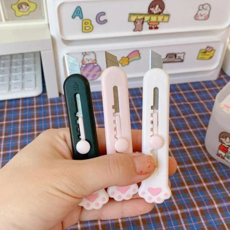 Mini Cute Cat Paw Utility Knife Lovely Cat Paw Kawaii Open Box Cutter Letter Envelope Opener Mail Knife School Office Supplies
