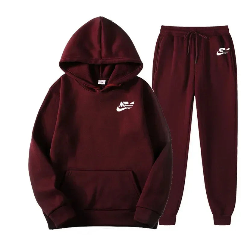 Men's Casual Two Piece Set Sweatshirts Streetwear Fashion Print Sports Suit Spring Autumn Unisex Comfortable Los Style
