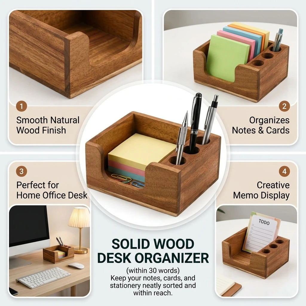 Premium Schreibtisch-Organizer aus Massivholz