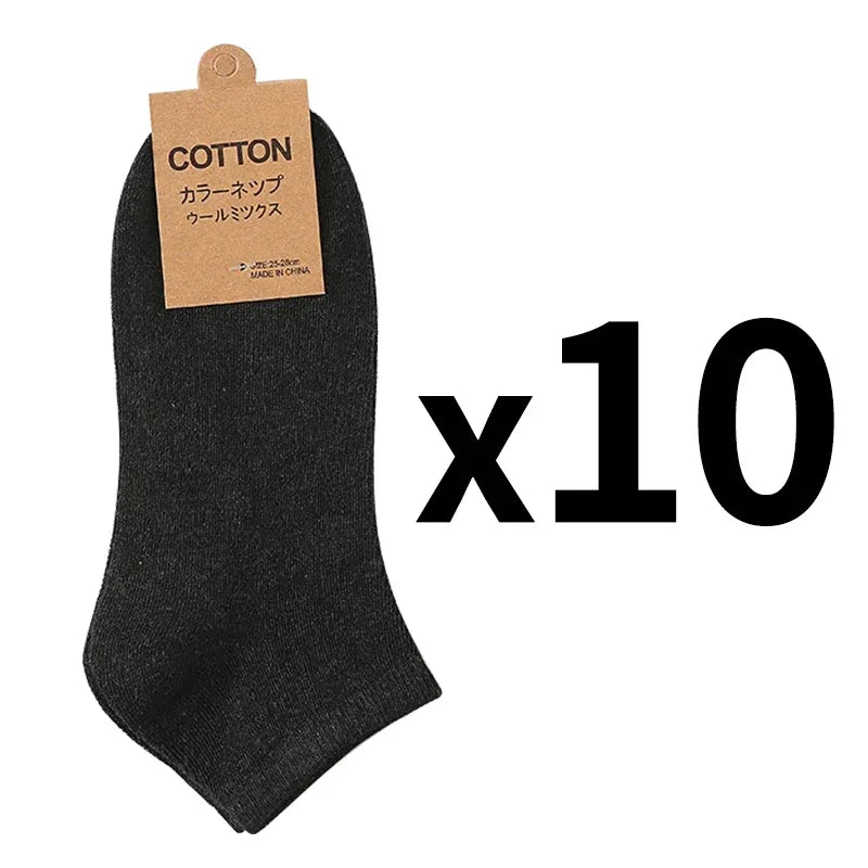 10 Pairs/Lot Men's Breathable Cotton Socks Hot Selling Low Tube Solid Color Comfortable Simple Fashion Gifts Male Ankle Sock