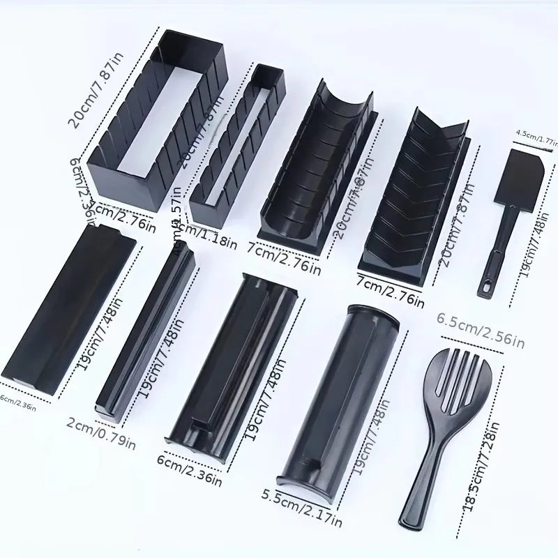 1 Set Sushi Making Kit Sushi Maker 10 Pcs Plastic Premium set Sushi Tool Set Sushi Rice Roll Mold Shapes Festival gifts