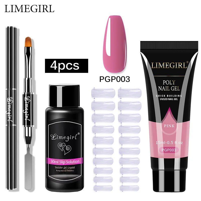 LIMEGIRL  Poly Nail Gel Set Manicure Set Gel Cuticle Pusher Finger Extend Mold Nail Kit All For Quick Extension Manicure Set
