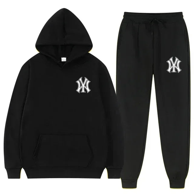 2026Men's running and fitness fashion casual sportswear set for autumn and winter hooded sweatshirt  jogging pants two-piece set