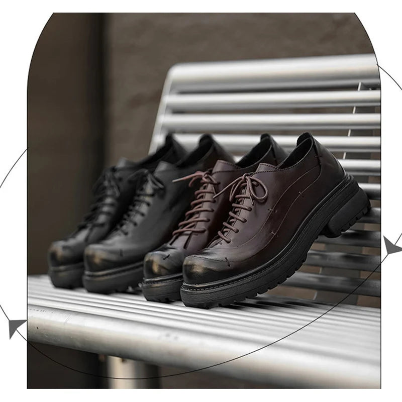 2026 Fashion Oxfords Shoes Mens Business Shoes Thick Sole 2.5cm Brand Party Male Footwear Brown Black Plus Size 45 D737