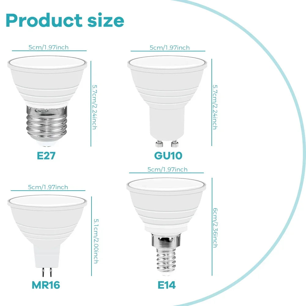 LED Spotlight E27 RGB Bulbs MR16 AC85-265V Mood Lights GU10 Colorful Lamps Bulb 16Colors Change 24-Key Remote Control GU5.3