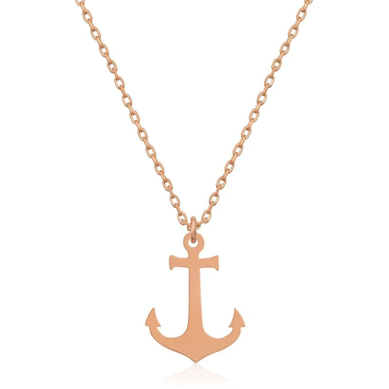 Stainless Steel Necklace For Women Men Hip Hop Punk Geometric Sea Anchor Pendant Choker Jewelry Bijoux Party Minimalist Gifts