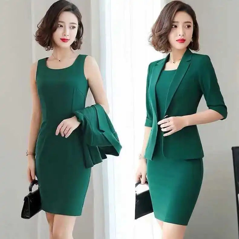 plus Size Women's Professional Suit Spring Autumn Two-Piece Set Slim Fit Fashionable Workwear Dress High Waist Pant Suit