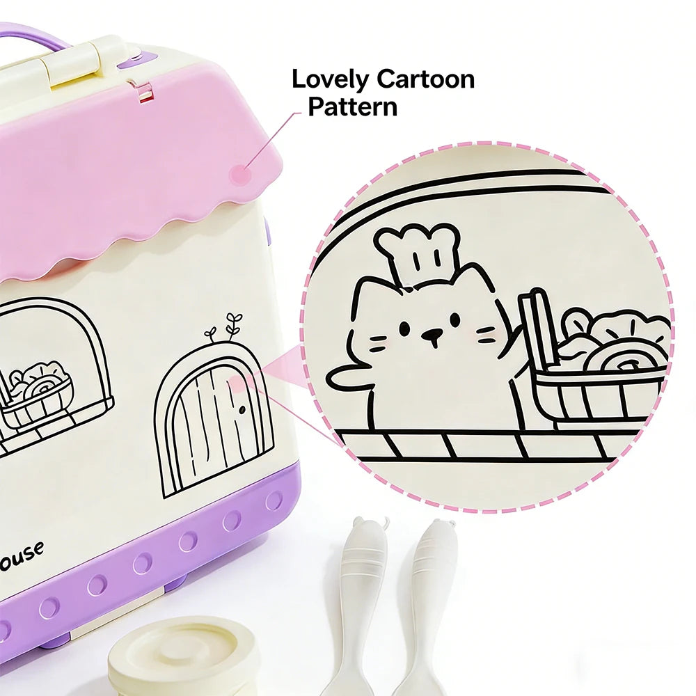 Bento Box for Kids - Insulated Bento Lunch Box with Leak Proof Vacuum Insulated Food Jar - 4 Compartments Outdoor Tableware