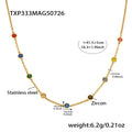 Stainless Steel Chain Necklace Bracelet For Women 18k Gold Plated Non Tarnish Multi Colorful Zircon Necklaces Matching Bracelets