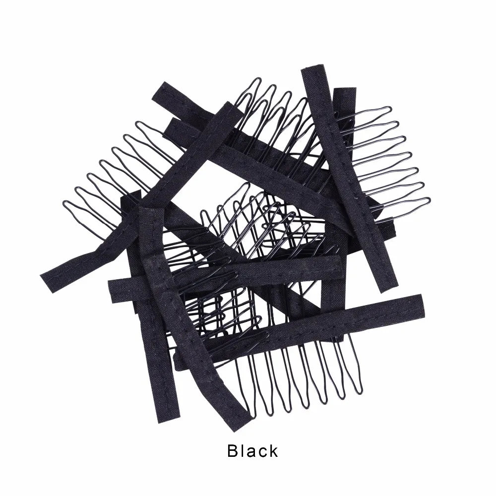 Wig Comb Clips 4-7Teeth Hair Extension Clips Stainless Steel Wig Clips Combs Snap Clips With Rubber For Hair Extension