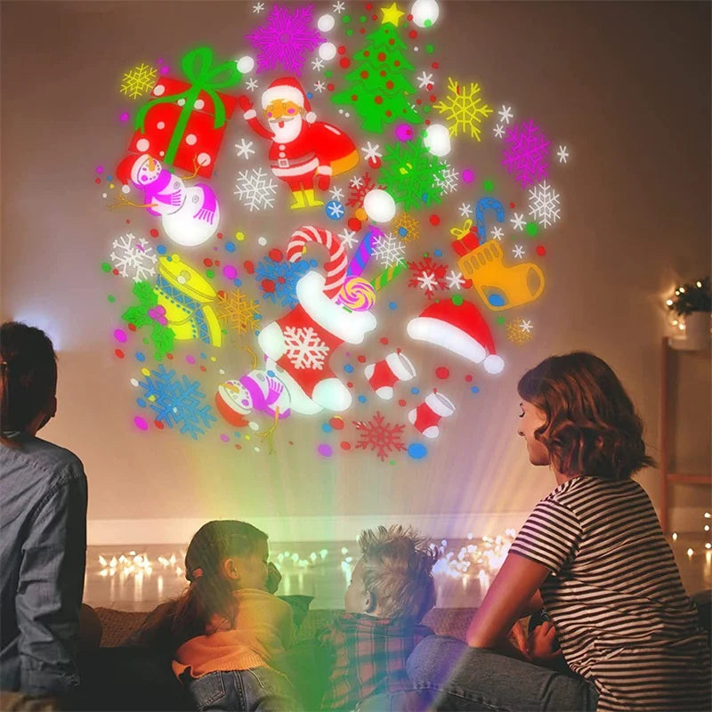 2027 Christmas Window Projector LED Snowflake Snow Elk Laser Projector 16 Patterns Projection Lamp Xmas Party Home Door Decor