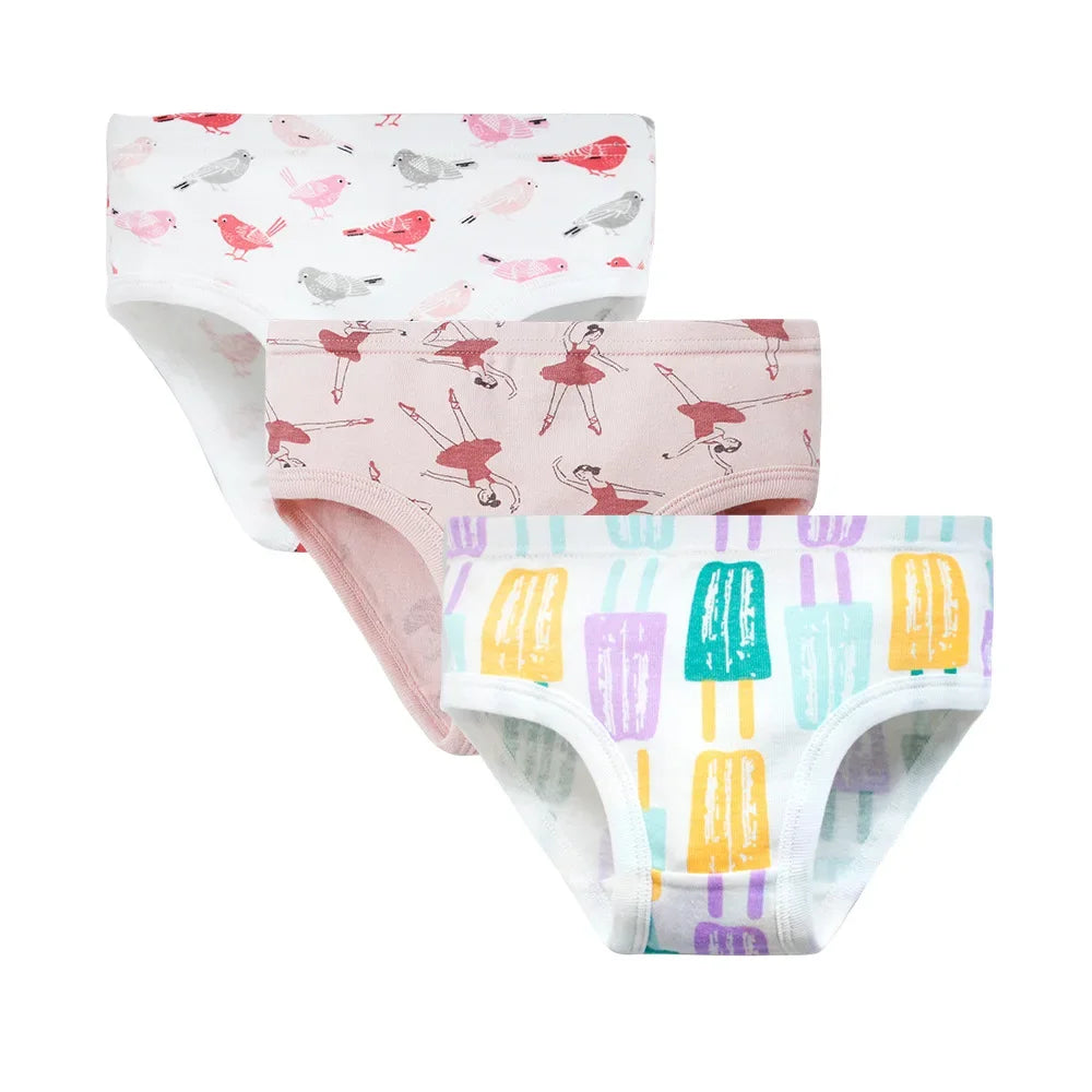 Baby Girls Panties 3pcs Per Pack Cotton Student Kids Cute Underwear Teen Panties Young Puberty Girls Underpant