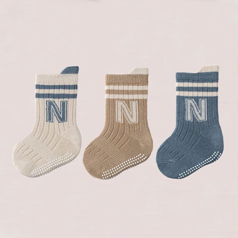3Pairs/lot Children's Socks For Boys Girls Cotton Letter Kids Socks Casual Sport Girl Boy Toddler Baby Floor Short Sock Non-slip
