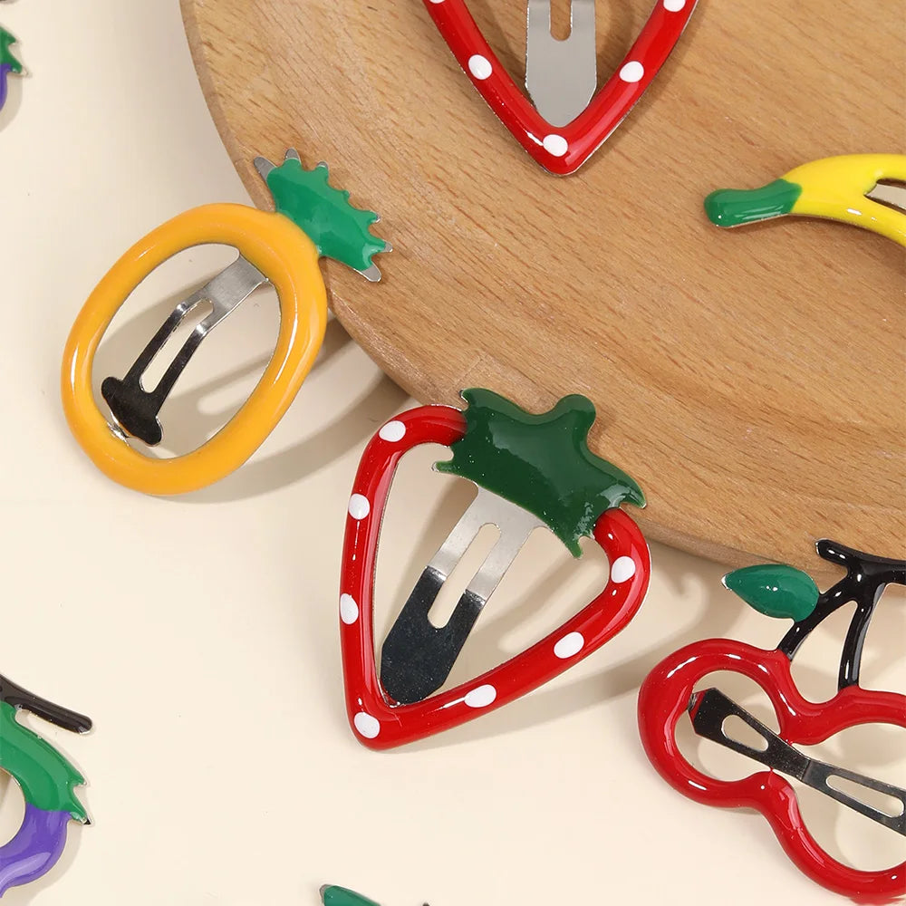 10Pcs/set Hot Cute Girls Hair Accessories Fruit BB Hair Clips Side Strawberry Hairpin Children Daily Styling Boutique Headwear