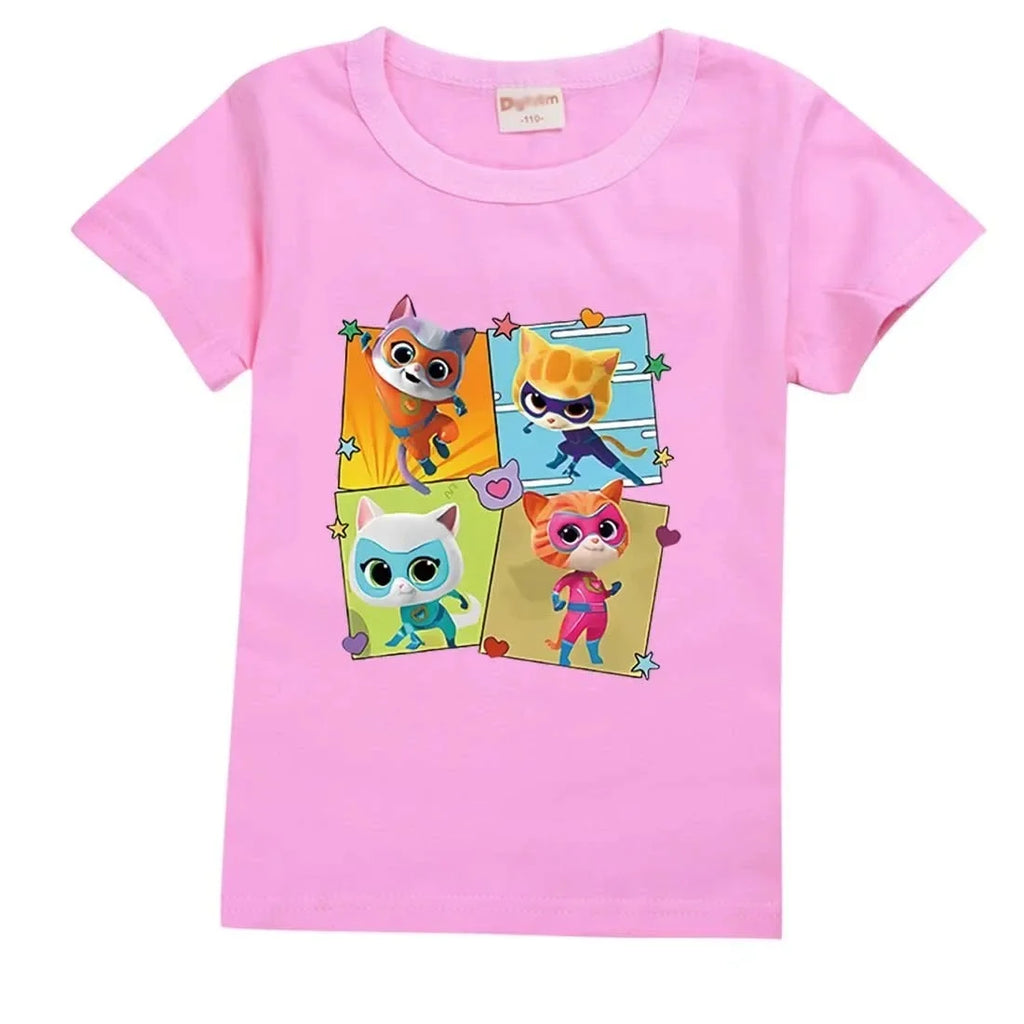 Men T Shirt Women Tee Boys Girls Top Adults Children Parent Child Cotton kid Tshirts SuperKitties Cat Costume Kids Casual Tops